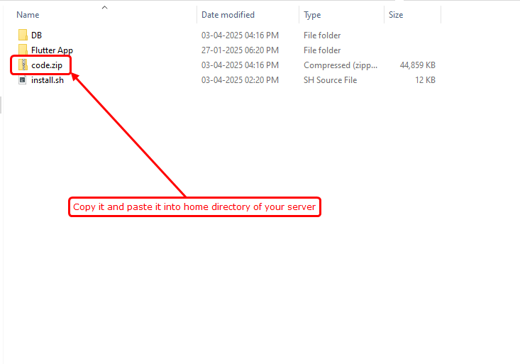 Copy files to server